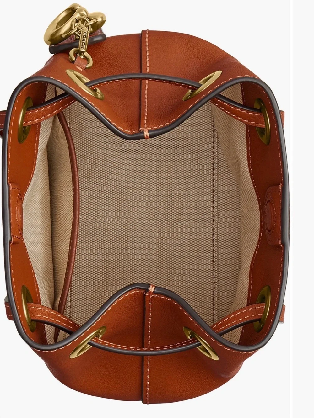 COACH Jade Drawstring Bucket Bag Amber Brown